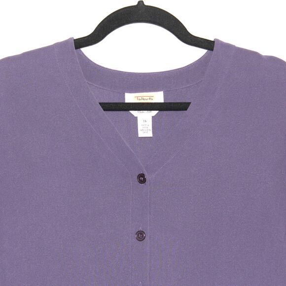 Vintage Talbots 100% Silk Blouse Button Down Size 14 Purple - Picture 3 of 5
